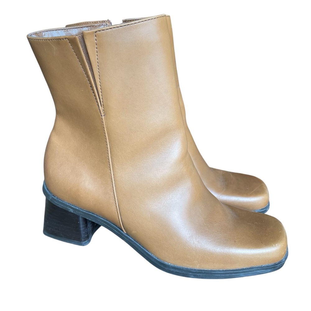 Naturalizer 431N38 Women’s Tan Side Zip Square Toe Boot | Size: 6 Made in Brazil